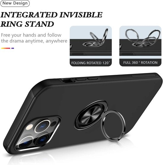 iPhone 16 Pro Max Hoesjes – Shockproof Backcover – Inclusief Gehard Glas Screenprotector – Zwart-Ilumina Benelux