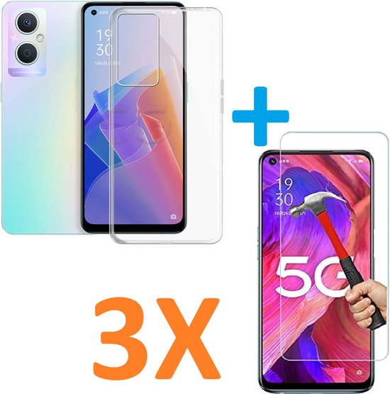 Oppo A96 Hoesjes – Soft TPU Siliconen Backcover – Transparant – Inclusief 3x Screenprotector – Anti-kras-Ilumina Benelux