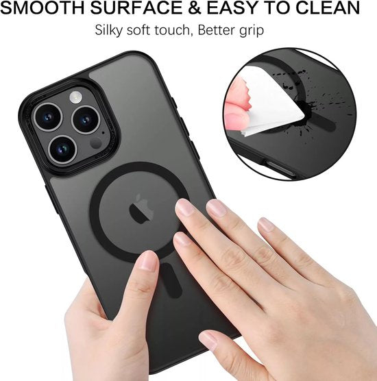 iPhone 16 Pro Hoesjes – Matte Backcover – MagSafe Compatibel – Schokbestendig – Zwart-Ilumina Benelux