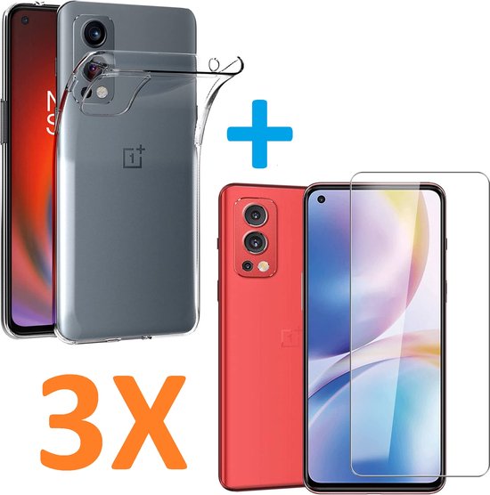 OnePlus Nord 2 5G Hoesjes – Transparante Siliconen Backcover – Inclusief 3x Screenprotector – Anti-kras-Ilumina Benelux
