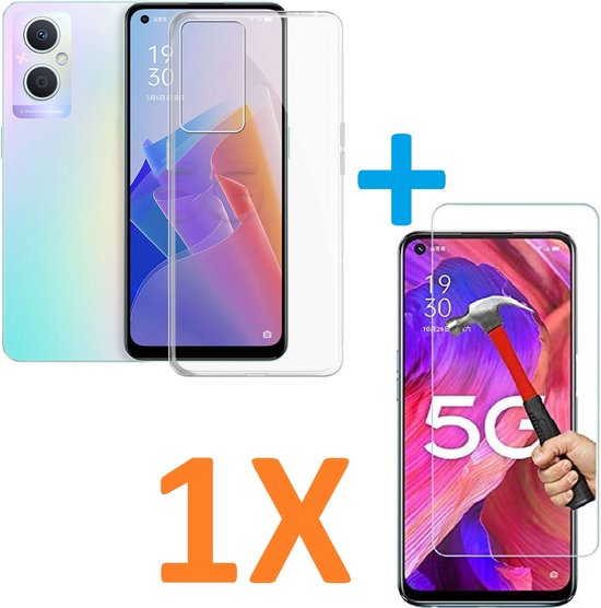 Oppo A96 Hoesjes – Soft TPU Siliconen Backcover – Transparant – Inclusief Screenprotector – Anti-kras-Ilumina Benelux