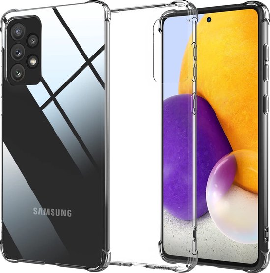 Samsung Galaxy A73 5G Hoesjes – Siliconen Backcover – Schokbestendig – Transparant – Incl. Full Screenprotector Gehard Glas 1 Pack