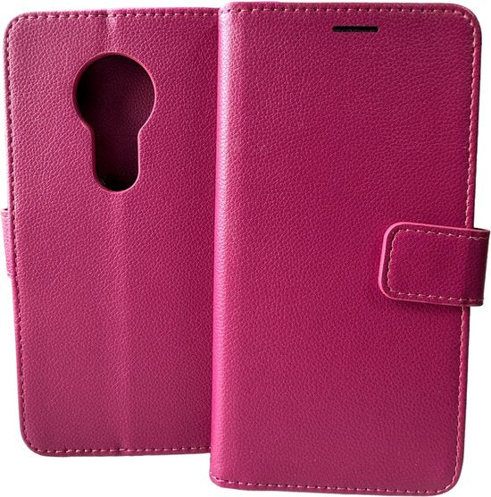 Portemonnee Bookcase Hoesje Geschikt voor: Motorola Moto E5 & G6 Play - Roze