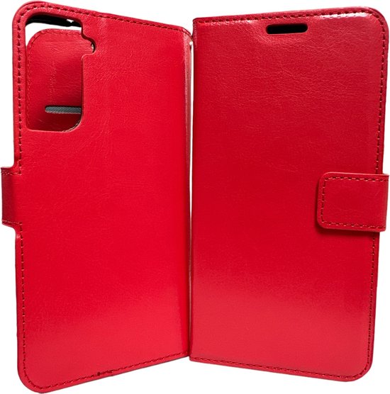 Samsung Galaxy S22+ Hoesjes – Portemonnee Book Case – Pasjeshouder – Magneetsluiting – Rood-Ilumina Benelux