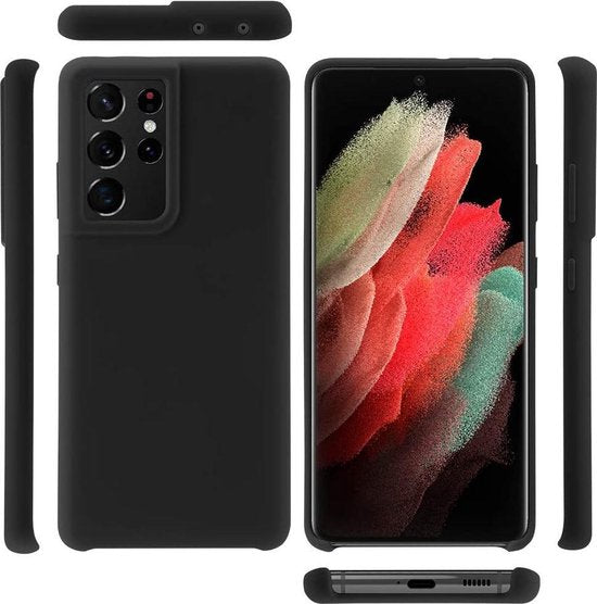Samsung Galaxy S21 Ultra Hoesjes – Liquid Siliconen Backcover – Soft Touch Flexibel – Met Screenprotector – Lichtroze-Ilumina Benelux
