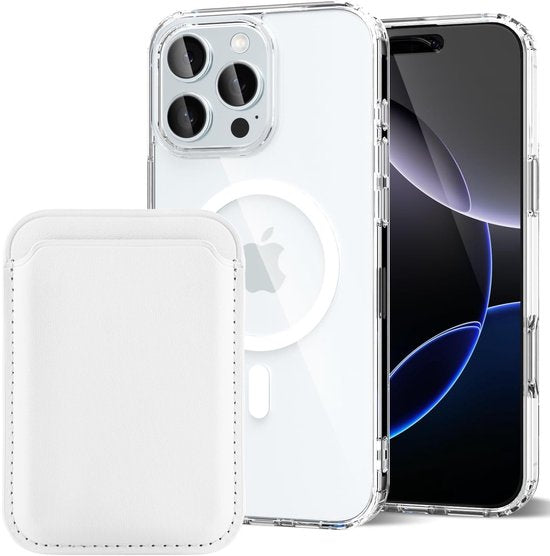 iPhone 16 Pro Hoesjes – Anti-Shock Backcover – MagSafe – Magnetische Pasjeshouder – Wit-Ilumina Benelux