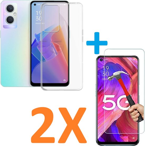 Oppo A96 Hoesjes – Transparante Soft TPU Siliconen Backcover – Schokbestendig – Inclusief 2x Screenprotector-Ilumina Benelux