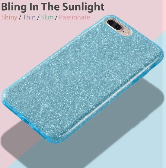 iPhone SE 2020/7/8 Hoesjes – Siliconen TPU Backcover – Glitter BlingBling – Schokbestendig – Blauw-Ilumina Benelux