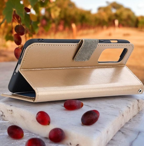 Samsung Galaxy A51 Hoesjes – Portemonnee Bookcase – Pasjeshouder – Magneetsluiting – Goud