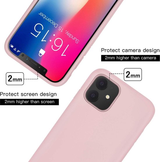 iPhone 12 Hoesjes – TPU Siliconen Backcover – Inclusief 2x Screenprotector Gehard Glas – Lichtroze-Ilumina Benelux