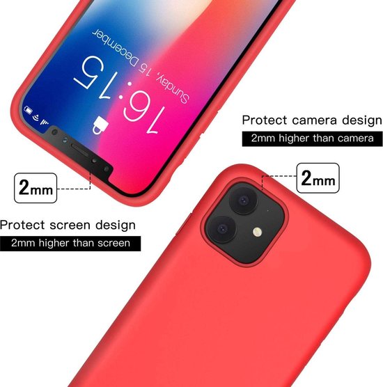 iPhone 12 Mini Hoesjes – TPU Siliconen Backcover – Inclusief 2x Screenprotector Gehard Glas – Rood-Ilumina Benelux
