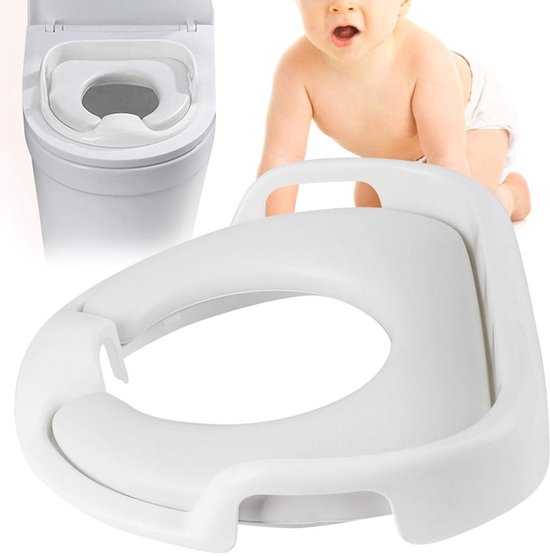Toiletverkleiner met handvaten – Kinder toiletzitje – Zachte zitting – Antislip & hygiënisch – Wit-Toiletverkleiner-Ilumina Benelux