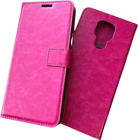 Motorola Moto E5 Plus Hoesjes – Portemonnee Bookcase – Pasjeshouder – 2x Screenprotector – Roze-Ilumina Benelux