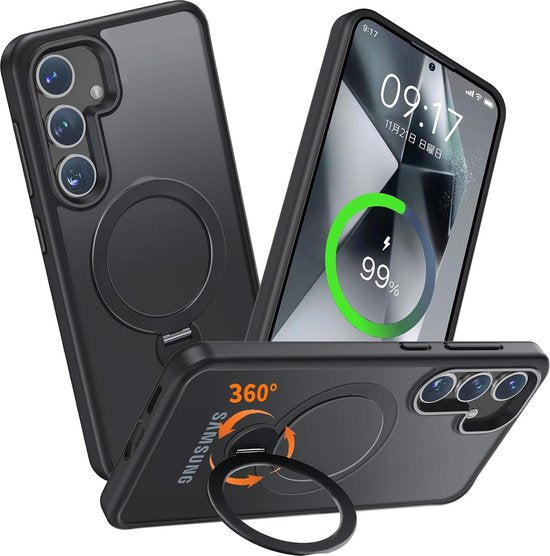 Samsung Galaxy S24 Hoesjes – Backcover met MagSafe – Magnetische Ring – Draadloos Opladen – Zwart-Ilumina Benelux