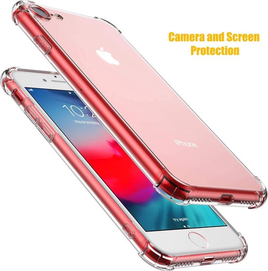 iPhone 7 Plus/8 Plus Hoesjes – Schokbestendige TPU Siliconen Backcover – 2x Gehard Glas Screenprotector – Transparant-Ilumina Benelux