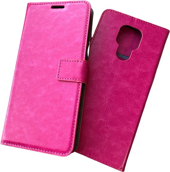 Portemonnee Book Case Hoesje + 2x Screenprotector Geschikt voor: Motorola Moto E7 - Roze