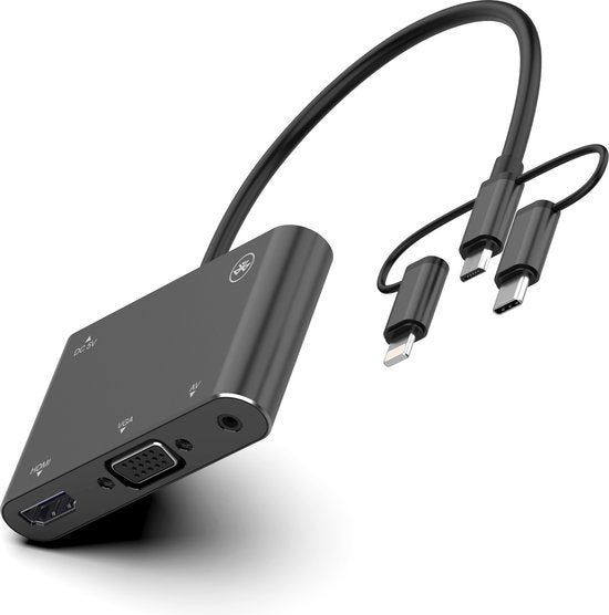 HDMI Adapter – 8-Pin/USB-C/Lightning/Micro USB naar HDMI – 4K Converter – Geschikt voor iPhone & Android – Zwart-Ilumina Benelux