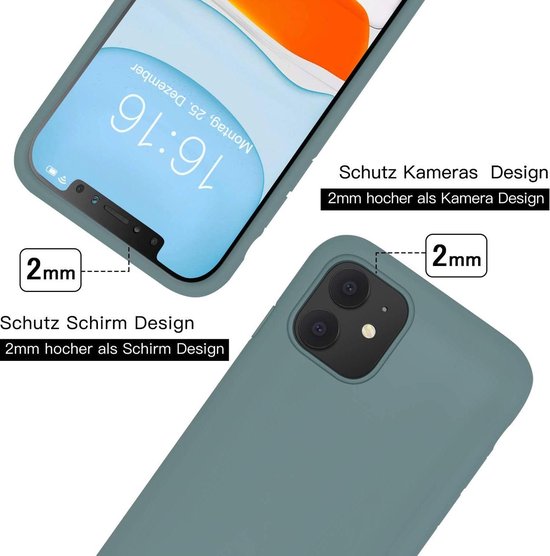 iPhone 11 Hoesjes – Liquid Siliconen Backcover – TPU Soft Case – 2x Gehard Glas Screenprotector – Pine Groen-Ilumina Benelux