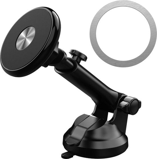 Telefoonhouder auto – Magnetisch voorruit & dashboard – 360° draaibaar – MagSafe compatibel – Ultra strong grip – Zwart-Ilumina Benelux