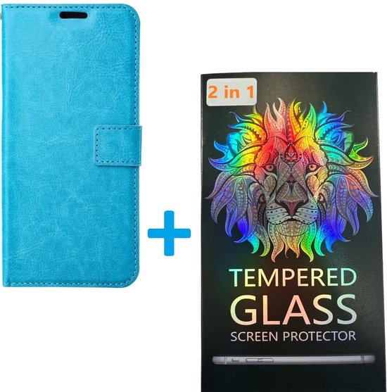 Xiaomi Redmi A1/A2 Hoesjes – Portemonnee Book Case – Pasjeshouder – 2x Gehard Glas Screenprotector – Turquoise-Ilumina Benelux