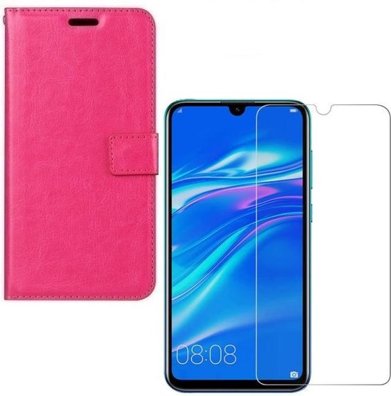 Huawei Y6 (2019) Hoesjes – Portemonnee Backcover – Pasjeshouder – 2x Screenprotector – Roze-Ilumina Benelux