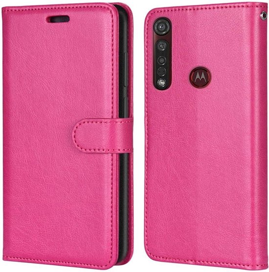 Motorola Moto G8 Plus Hoesjes – Portemonnee Book Case – Magneetsluiting – 2x Screenprotector – Roze