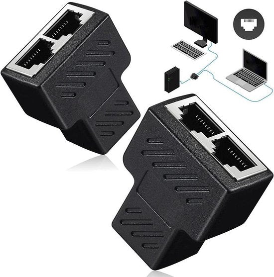 Ethernet Splitter Adapter RJ45 – 2 Poorten – Netwerkkabel Verdeler – UTP/FTP/ISDN – Zwart-Ilumina Benelux