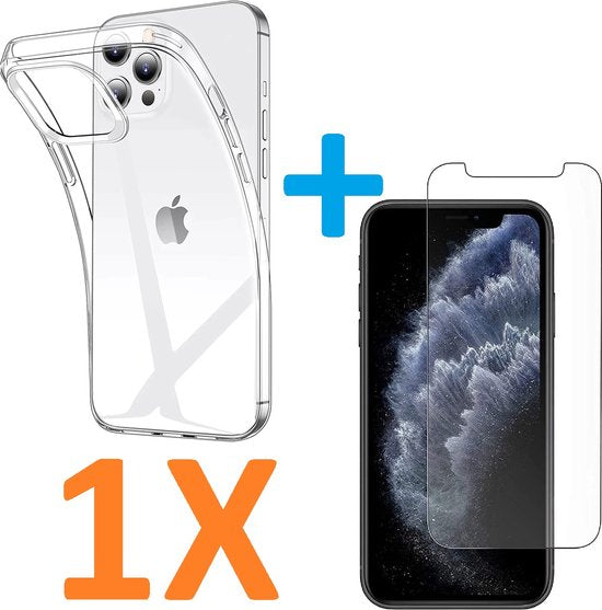 iPhone 12 Pro Max Hoesjes – Transparante Soft TPU Siliconen Backcover – Schokbestendig – Inclusief Screenprotector-Ilumina Benelux