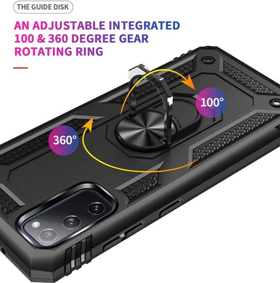 Samsung Galaxy S20 Hoesjes – Ring Armor Backcover – 360° Draaibare Standaard – Magneet – Goud-Ilumina Benelux