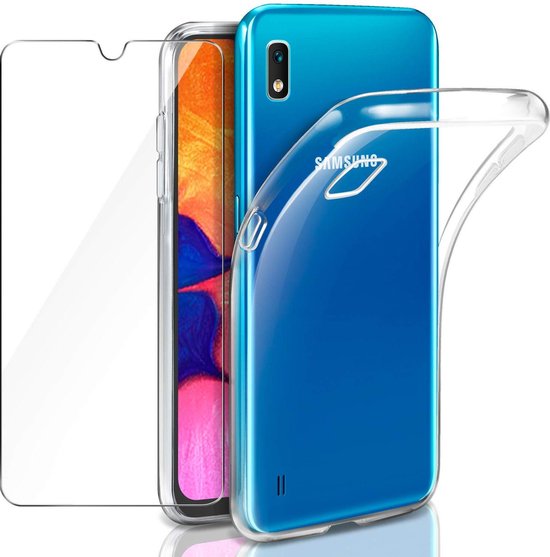 Samsung Galaxy A10 Hoesjes – Transparante Siliconen Backcover – Inclusief 2x Screenprotector Gehard Glas – Anti Kras-Ilumina Benelux
