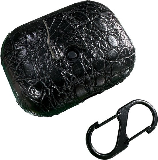 AirPods Pro Hoesje – Croco Design – Inclusief Hanger – Beschermhoes – Zwart-Koptelefoon case-Ilumina Benelux