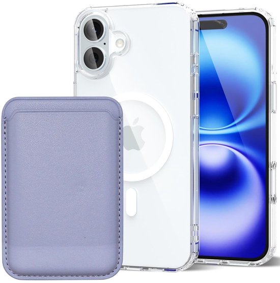 iPhone 16 Hoesjes – Anti-Shock Backcover met MagSafe – Magnetische Pasjeshouder – Paars-Ilumina Benelux