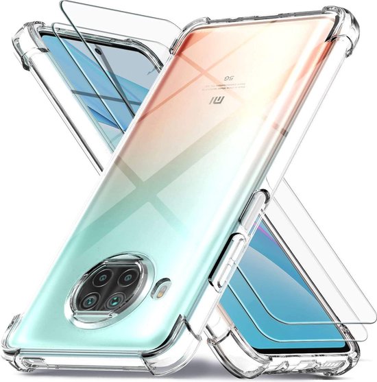 Xiaomi Mi 10T Lite 5G Hoesjes – Siliconen Backcover – Schokbestendig – 2x Screenprotector Gehard Glas – Transparant-Ilumina Benelux