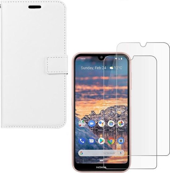 Nokia 3.2 Hoesjes – Portemonnee Hoes – Pasjeshouder – 2x Screenprotector – Wit-Ilumina Benelux