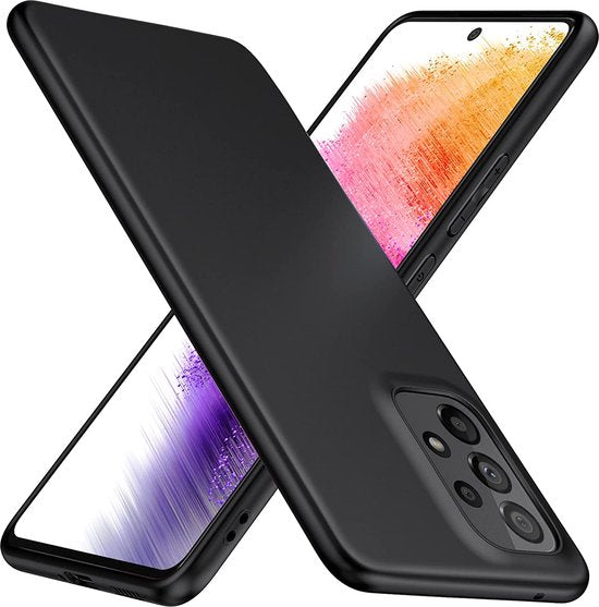 Samsung Galaxy A73 5G Hoesjes – Siliconen Backcover – Soft Touch – Zwart + Screenprotector Gehard Glas – Anti-kras – Transparant-Ilumina Benelux