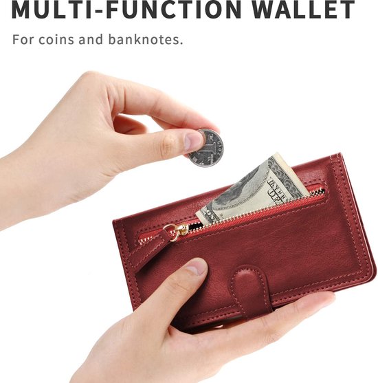 Premium Vintage Wallet Hoesje Geschikt voor Samsung Galaxy A03s - Rood
