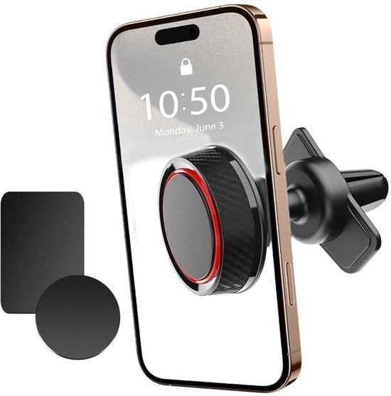 Telefoonhouder auto – Magnetisch – Ventilatierooster – Universeel voor Smartphone – Zwart-Telefoonhouders-Ilumina Benelux