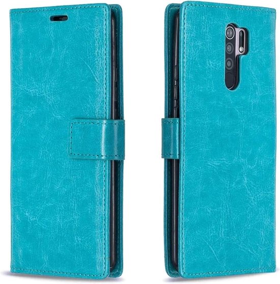 Xiaomi Redmi 9 Hoesjes – Portemonnee Book Case – Pasjeshouder – 2x Screenprotector Gehard Glas – Turquoise-Ilumina Benelux