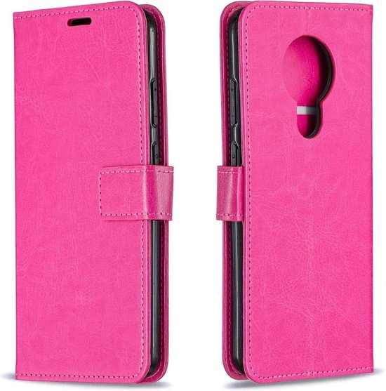 Nokia 7.2 Hoesjes – Bookcase Portemonnee Hoes – Pasjeshouder – Magneetsluiting – Roze-Ilumina Benelux