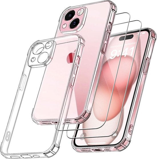 iPhone 15 Plus Hoesjes – TPU Siliconen Backcover – Schokbestendig – Camera All-Round Bescherming – Transparant-Ilumina Benelux
