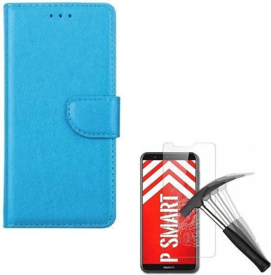 Huawei P Smart 2018 Hoesjes – Portemonnee Backcover – Pasjeshouder – 2x Screenprotector – Turquoise-Ilumina Benelux