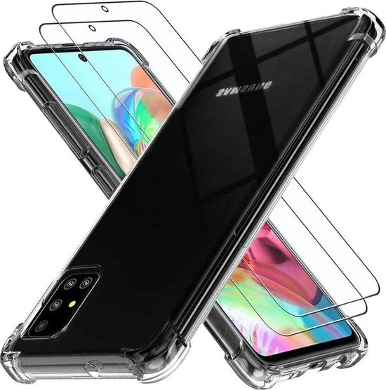 Samsung Galaxy A91 Hoesjes – Hybride Backcover – Schokbestendig – 2x Gehard Glas Screenprotector – Transparant-Ilumina Benelux