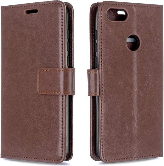 Motorola Moto E6 Play Hoesjes – Portemonnee Book Case – Pasjeshouder – 2x Screenprotector – Bruin-Ilumina Benelux