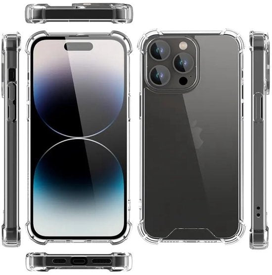 iPhone 15 Pro Hoesjes – Transparante Backcover – Schokbestendig – Met Cameralens Protector & 2x Screenprotector – Militair KKG-Ilumina Benelux
