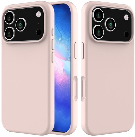 iPhone 17 Pro Max Hoesjes – Liquid Siliconen Backcover – Soft Touch – Inclusief Screenprotector & Camera Lens Protector – Roze