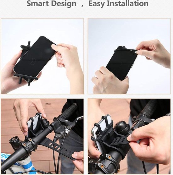 Telefoonhouder fiets – Universele stuurhouder MTB & motor – 360° draaibaar – Voor 4-6 inch smartphones – Zwart-Ilumina Benelux