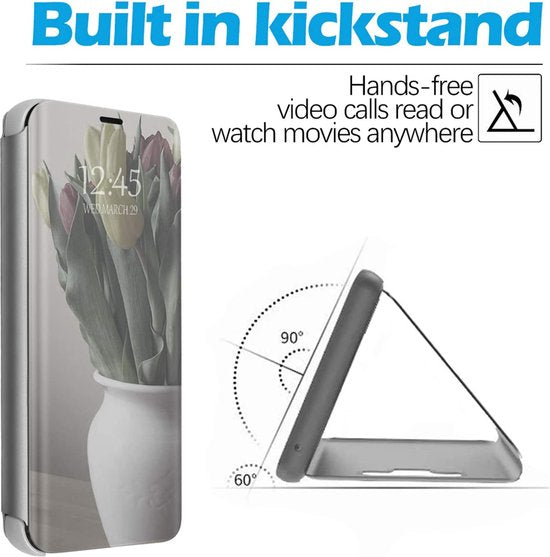 Clear View Spiegel hoesje Geschikt voor: Samsung Galaxy S9+ - Zilver