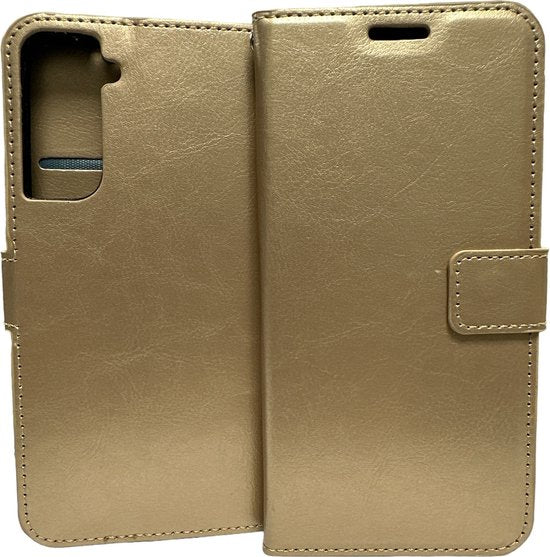 Samsung Galaxy S22+ Hoesjes – Portemonnee Book Case – Pasjeshouder – Magneetsluiting – Goud-Ilumina Benelux