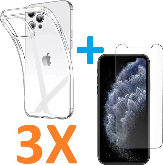 iPhone 12 Mini Hoesjes – Soft TPU Siliconen Backcover – Transparant – Inclusief 3x Screenprotector – Anti-kras-Ilumina Benelux