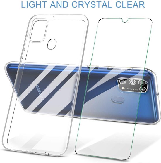 Samsung Galaxy M31 Hoesjes – Transparante Siliconen Backcover – Inclusief 2x Screenprotector Gehard Glas – Anti-kras-Ilumina Benelux